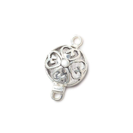 14mm Antiqued Sterling Silver plated Box Clasp Filigree Flower 1 piece