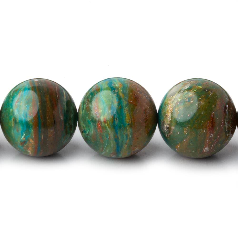 14mm Blue Peruvian Opal ( Opalina ) plain round beads 16 inch 28 pieces AA