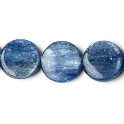 16mm Ceylon Blue Kyanite plain coin beads 16 inch 26 pieces AA Grade