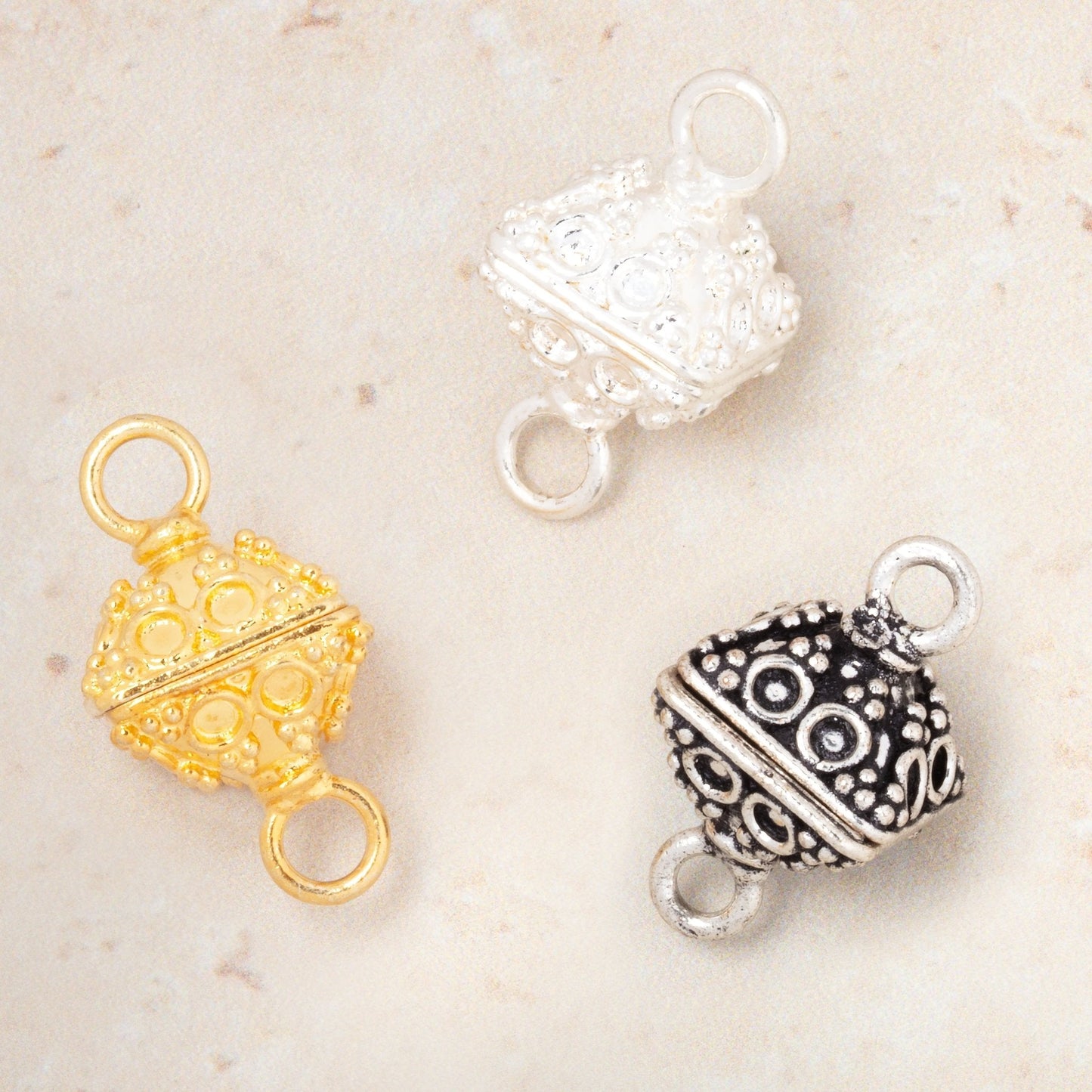 14mm Circle Design Bipyramid Magnetic Clasp 1 piece