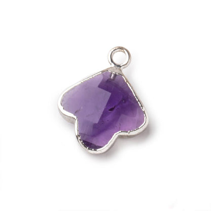 14mm Silver Leafed Amethyst Faceted Trillium Flower Focal Pendant 1 piece