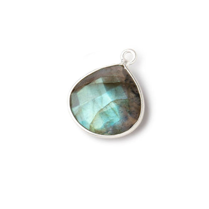 15mm Sterling Silver Labradorite Faceted Heart Pendant 1 Focal Bead