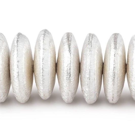 14mm Sterling Silver Plated Copper Brushed Disc Beads 8 inch 44 pieces