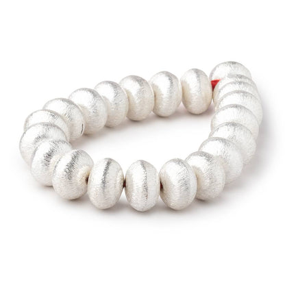 14mm Sterling Silver Plated Copper Brushed Puffy Disc 8 inch 21 Beads