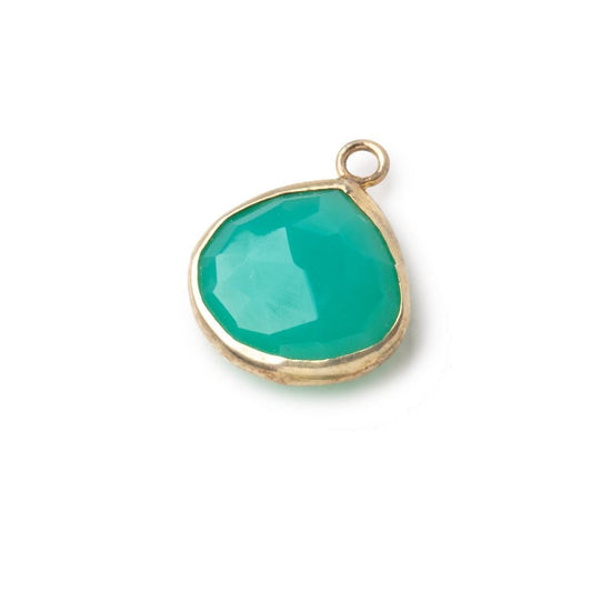 14mm Vermeil Bezel Green Onyx Heart Pendant 1 piece