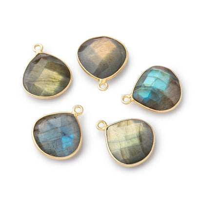 15mm Vermeil Bezel Labradorite Faceted Heart Pendant 1 Focal Bead