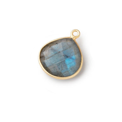 15mm Vermeil Bezel Labradorite Faceted Heart Pendant 1 Focal Bead