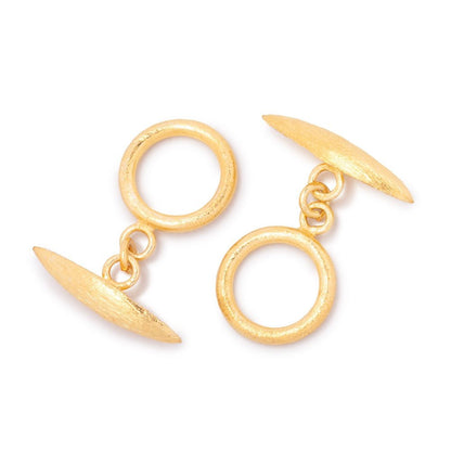 14mm Vermeil Toggle Brushed Marquise Design 1 piece