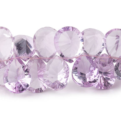 9x12mm Pink Amethyst Concave Faceted Pear Beads 7.5 inch 45 pieces AAA