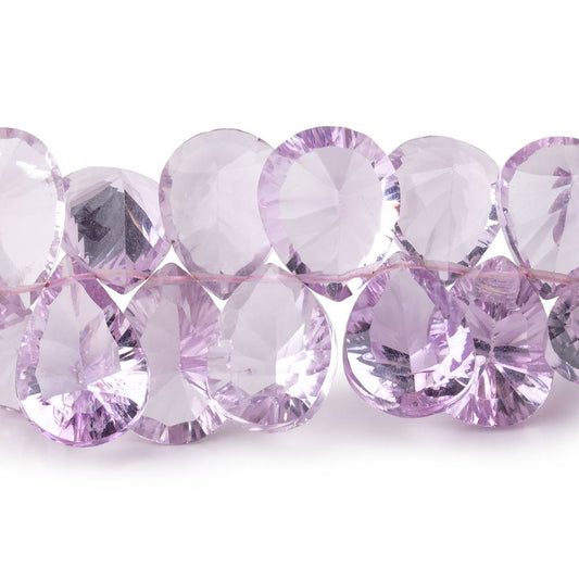 9x12mm Pink Amethyst Concave Faceted Pear Beads 7.5 inch 45 pieces AAA