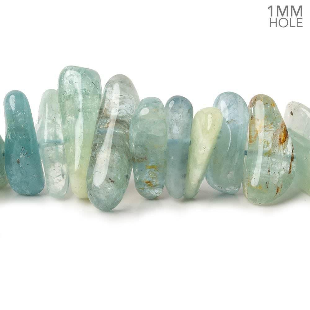 14x10-18x10mm Multi Beryl center drilled elongated plain nuggets 16 inch 67 large hole beads AA