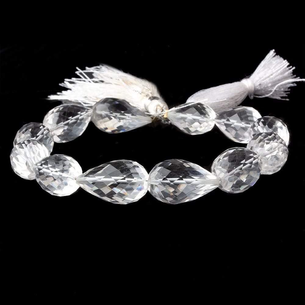 12x9-15x10mm Crystal Quartz Faceted Tear Drop Beads 8 inch 12 pieces