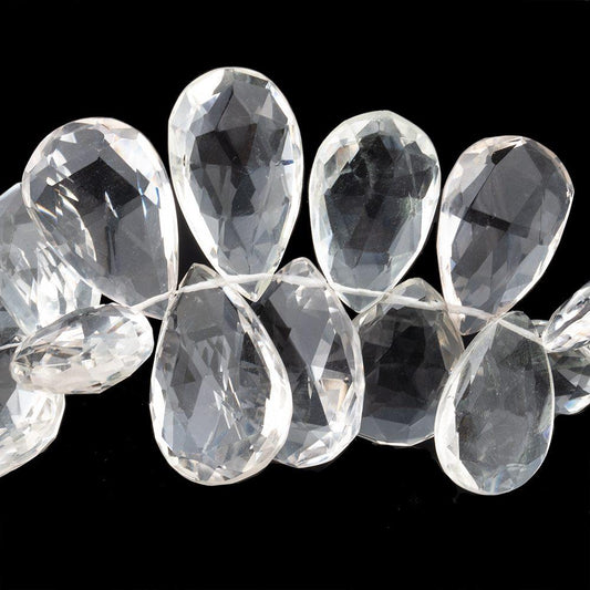 14x10-22x12mm Crystal Quartz faceted pear beads 8 inch 43 pieces