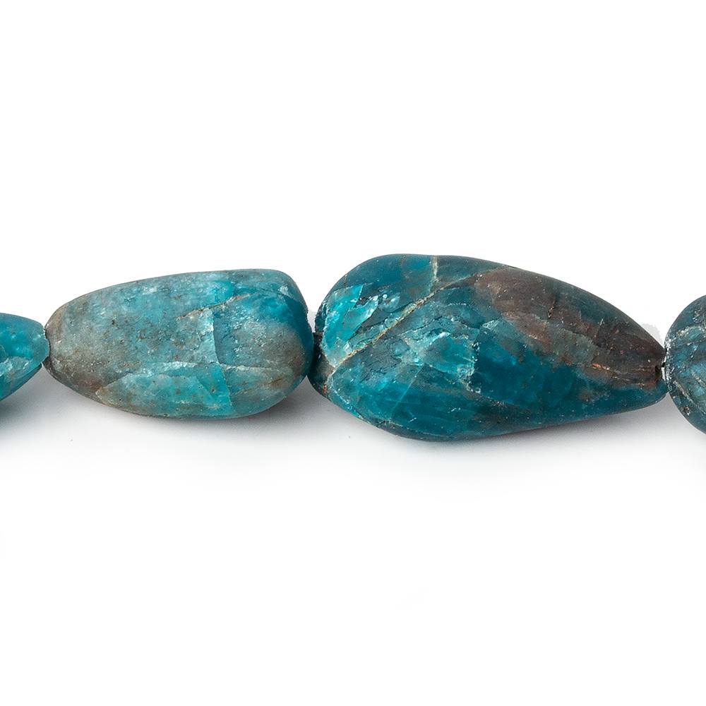 14x10-22x12mm Matte Neon Blue Apatite plain nuggets 7.5 inch 11 beads