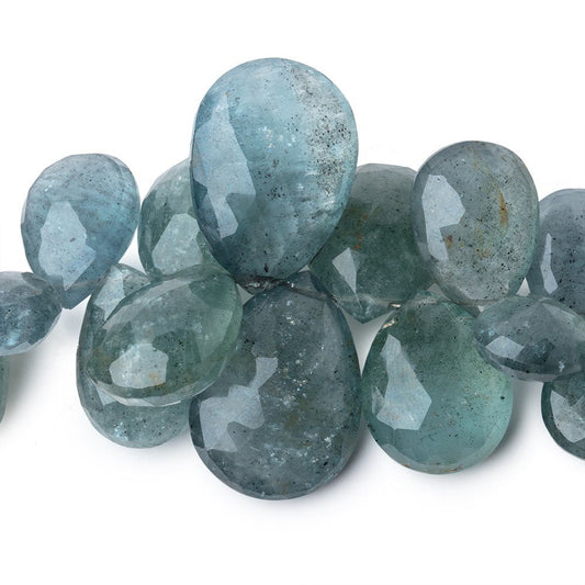 14x10-24x17mm Moss Aquamarine Faceted Pear Beads 8 inch 41 pieces AA