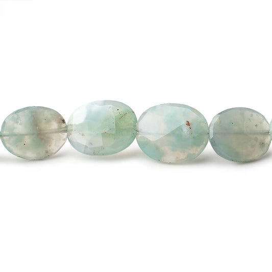 14x10.5-18x14mm Aqua Green Chalcedony straight drilled faceted ovals 18 inch 31 beads