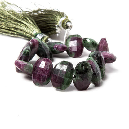 14x10.5mm Ruby in Zoisite side drilled Faceted Cushions 5.5 inch 13 Beads