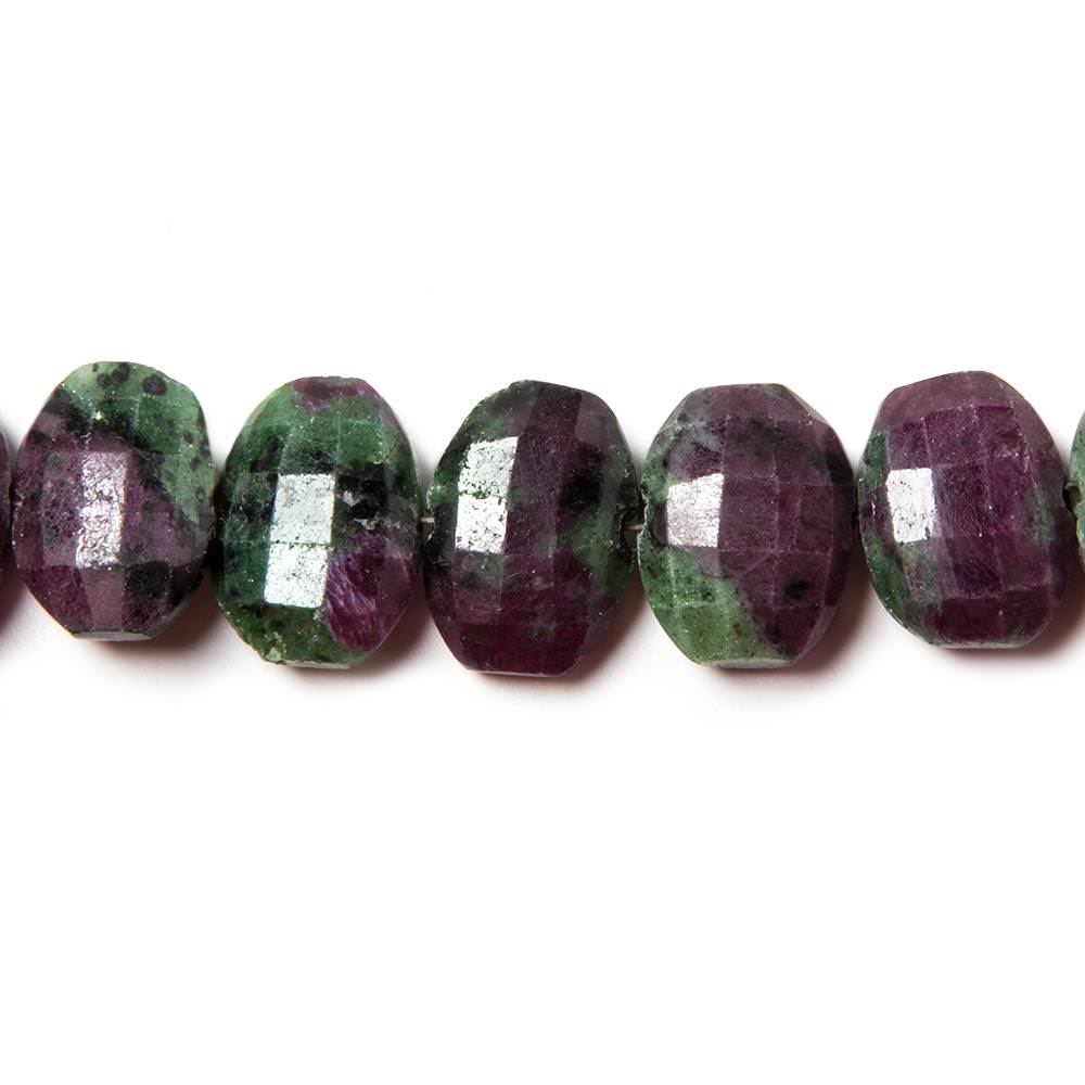 14x10.5mm Ruby in Zoisite side drilled Faceted Cushions 5.5 inch 13 Beads