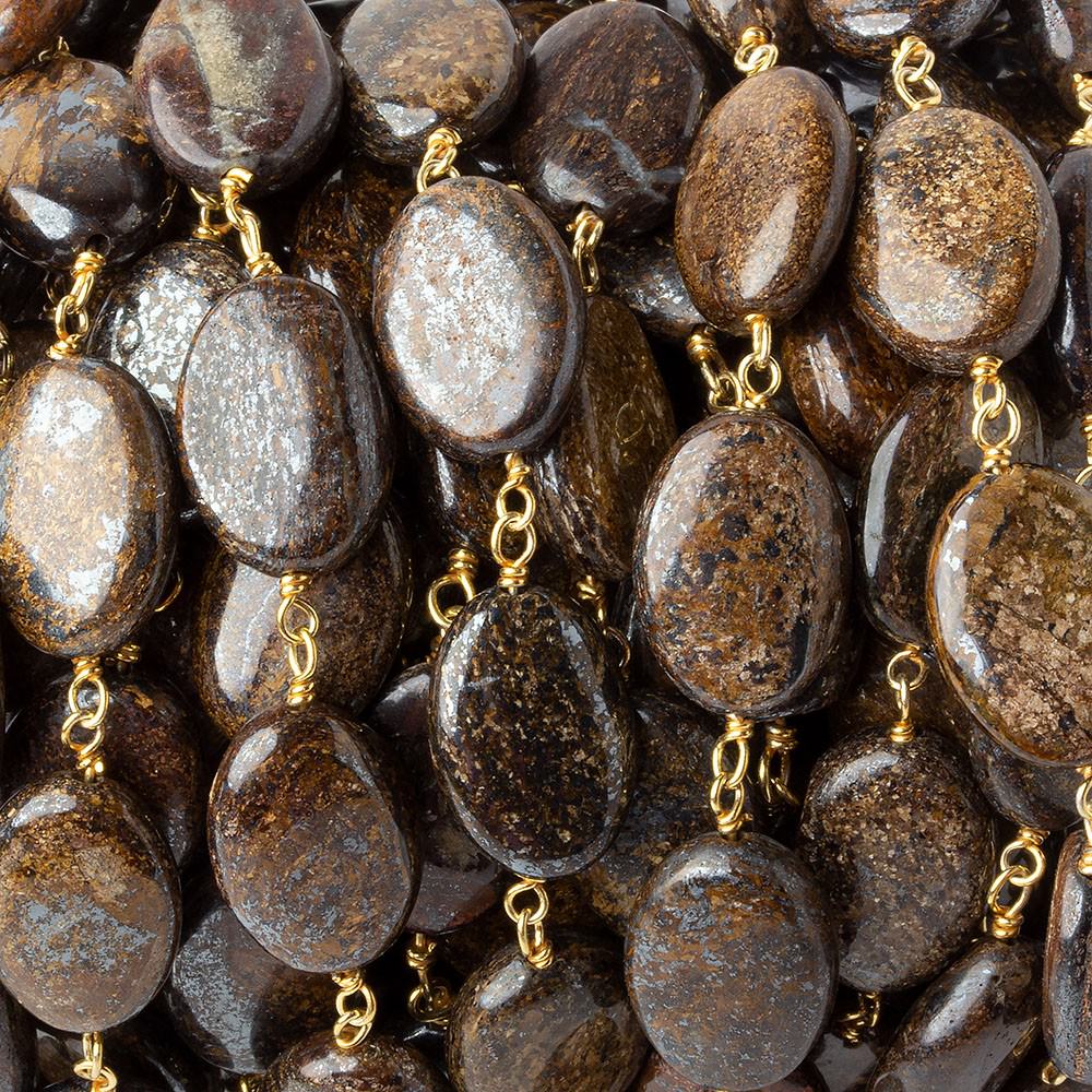 14x10mm Bronzite plain oval Vermeil Chain by the foot 17 pieces