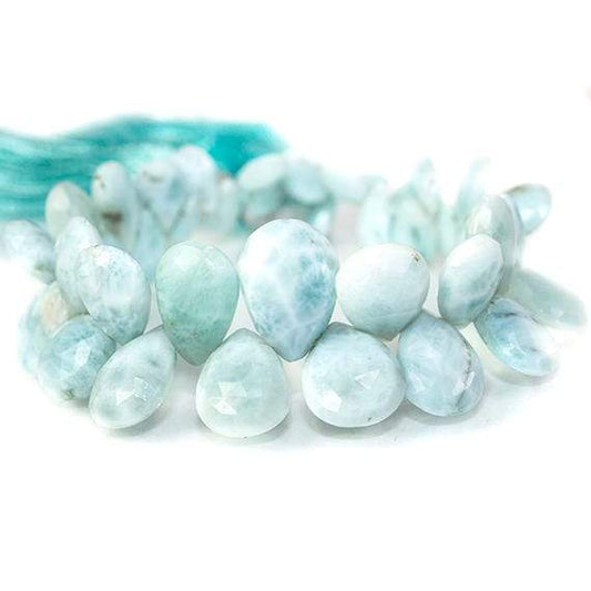 14x10mm Larimar Faceted Pear Beads 8 inch 42 pieces
