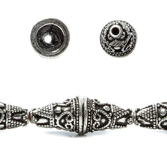 14x10mm Sterling Silver Plated Copper Cone Granulated Bali *DISCONTINUED*