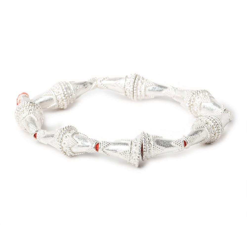 14x10mm Sterling Silver Plated Copper Cone Granulated Twisted Rope Edge 8 inch 14 pcs