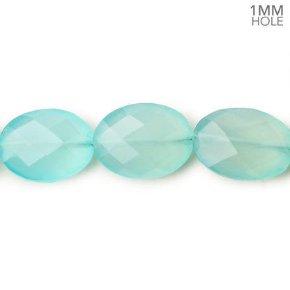 14x11mm Seafoam Blue Chalcedony straight drilled faceted ovals 8 inch 13pcs