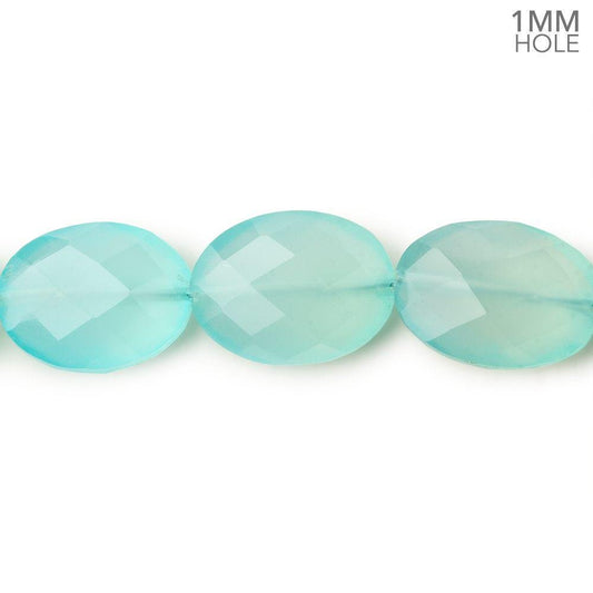 14x11mm Seafoam Blue Chalcedony straight drilled faceted ovals 8 inch 13pcs