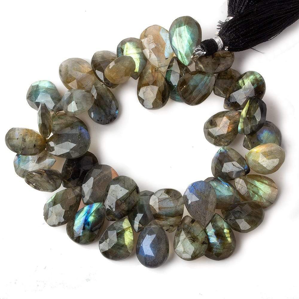 14x11-16x10mm Labradorite faceted pear briolette 9 inch 40 beads