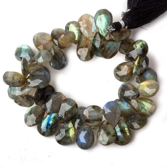 14x11-16x10mm Labradorite faceted pear briolette 9 inch 40 beads