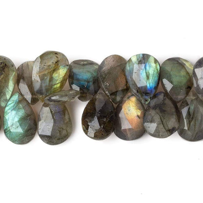 14x11-16x10mm Labradorite faceted pear briolette 9 inch 40 beads