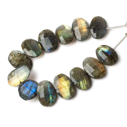 14x11-16x11mm Labradorite side drilled Faceted Cushion beads 6 inch 12 pieces