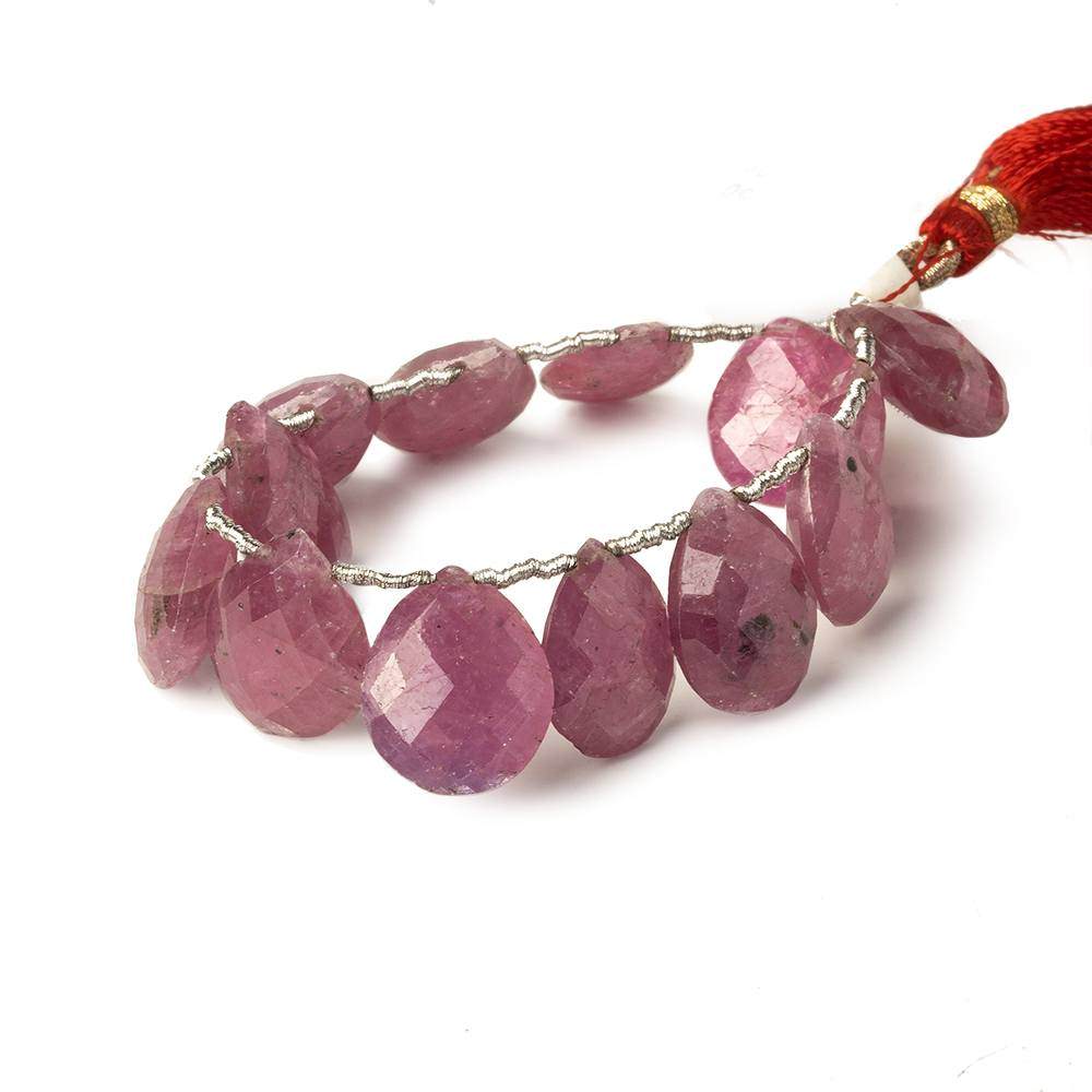 14x12-16x14mm Ruby Faceted Pear Beads 6.5 inch 13 pieces