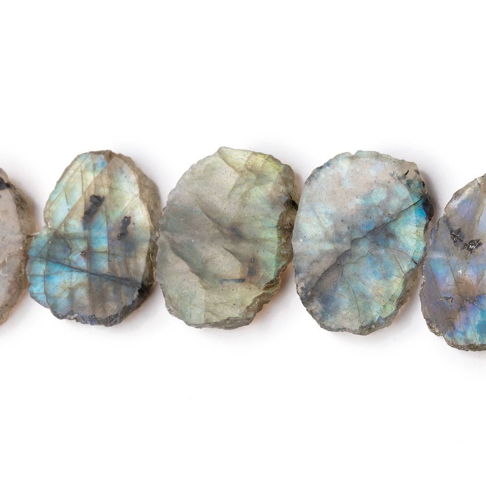 14x11-17x12mm Labradorite Side Drill Slice Beads 7.5 inch 16 pieces