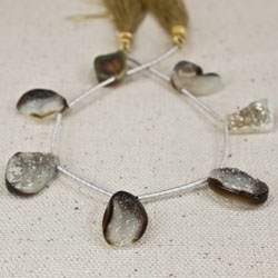 14x11-18x12mm Bi Color Agate Drusy Freeform Beads 7 pieces