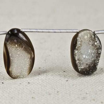 14x11-18x12mm Bi Color Agate Drusy Freeform Beads 7 pieces