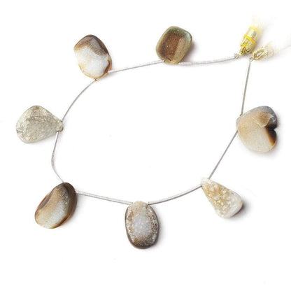 14x11-18x12mm Bi Color Agate Drusy Freeform Beads 7 pieces