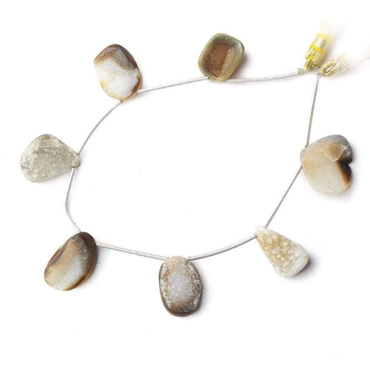 14x11-18x12mm Bi Color Agate Drusy Freeform Beads 7 pieces