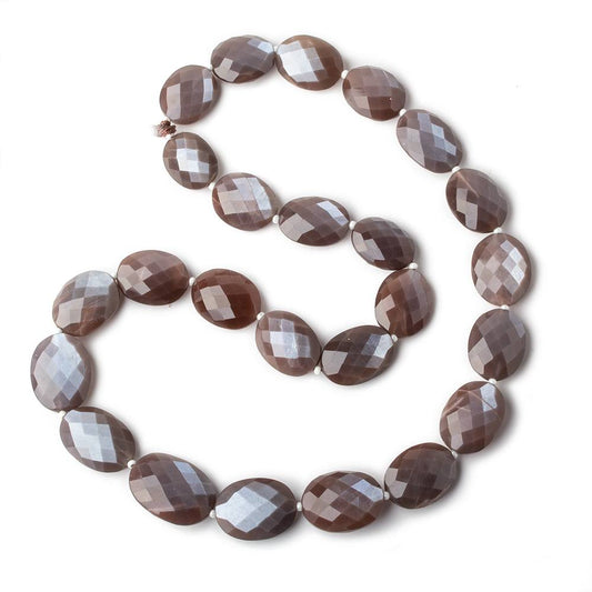 14x11-20x14mm Chocolate Brown Moonstone faceted ovals 16 inch 25 beads AA grade