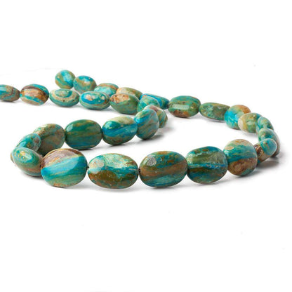 14x11-20x15mm Peruvian Blue Opal with Matrix plain oval nuggets 18 inch 29 beads AA