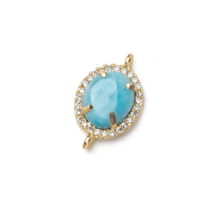 14x11mm Vermeil Bezel White CZ and Larimar Oval Connector 1 focal piece