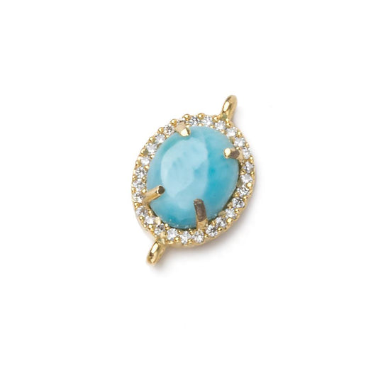 14x11mm Vermeil Bezel White CZ and Larimar Oval Connector 1 focal piece