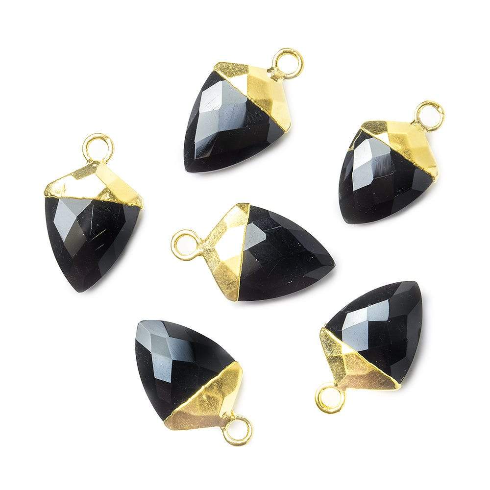 14x11mm Gold Leafed Black Chalcedony faceted Shield Pendant 1 piece