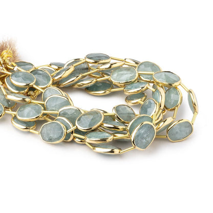 14x11mm Vermeil Bezel Aquamarine Faceted Nugget Beads 8 inch 10 pieces