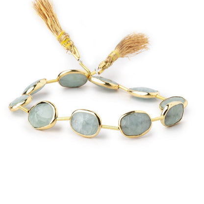 14x11mm Vermeil Bezel Aquamarine Faceted Nugget Beads 8 inch 10 pieces