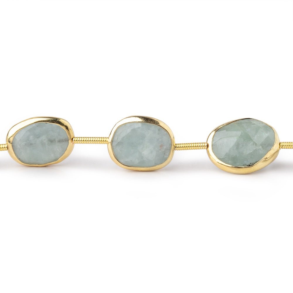 14x11mm Vermeil Bezel Aquamarine Faceted Nugget Beads 8 inch 10 pieces