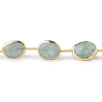 14x11mm Vermeil Bezel Aquamarine Faceted Nugget Beads 8 inch 10 pieces