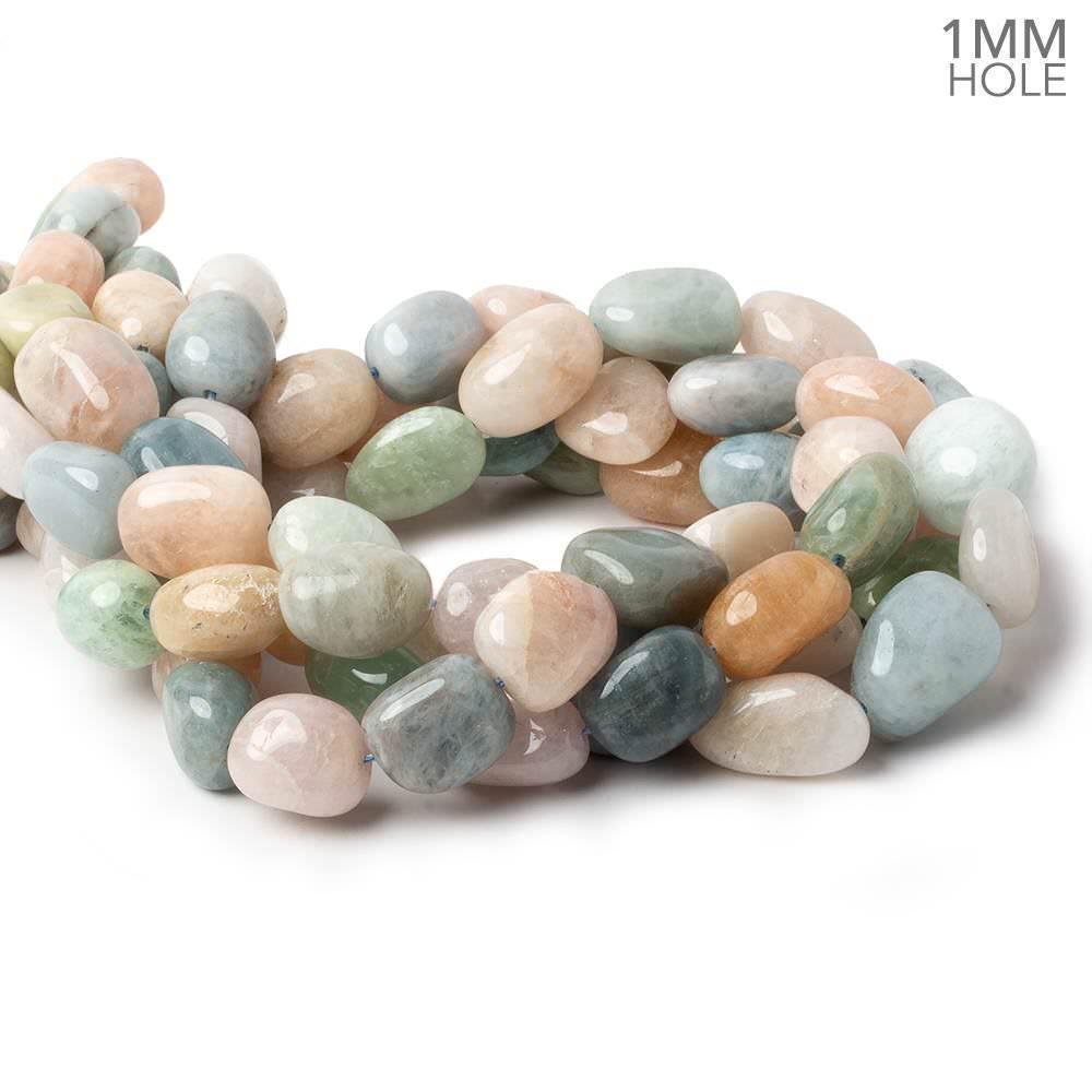 14x12-18x15mm Multi Beryl straight drilled plain nuggets 16 inch 24 large hole beads