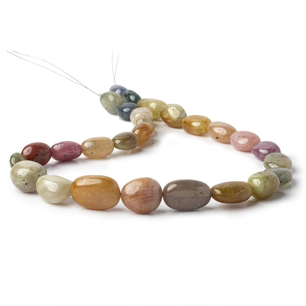 14x12-22x10mm Multi Color Fancy & Blue Sapphire plain nuggets 18.5 inch 27 beads A