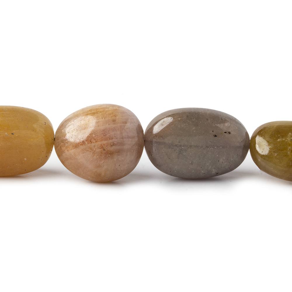 14x12-22x10mm Multi Color Fancy & Blue Sapphire plain nuggets 18.5 inch 27 beads A